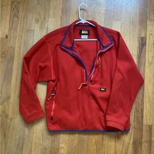 Vintage REI Fleece Half-Zip Pullover Red Yellow Men’s XL